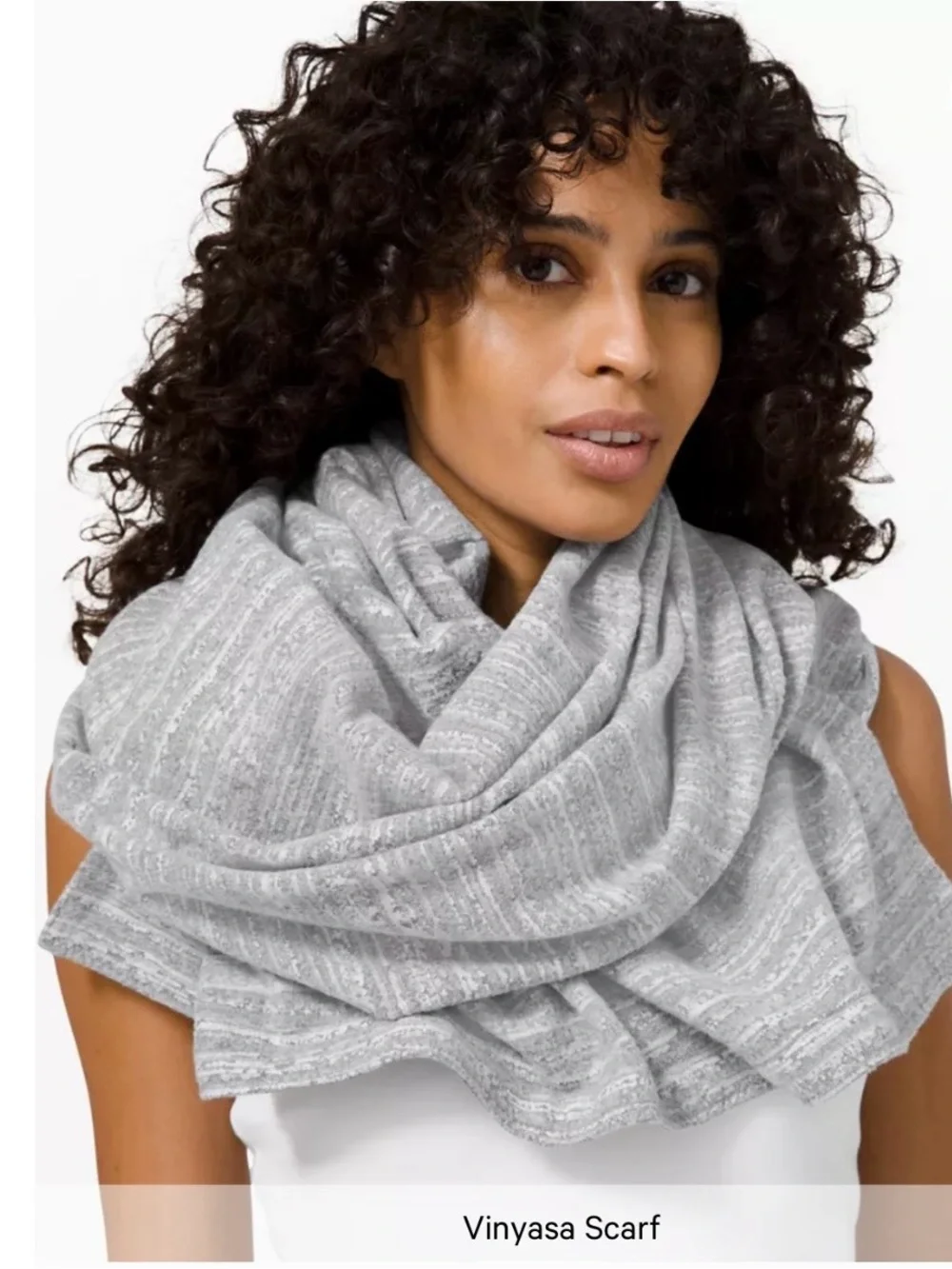 Lululemon Womens Vinyasa Scarf Snap Closure Reversible Wrap Cover Up Gray Marl